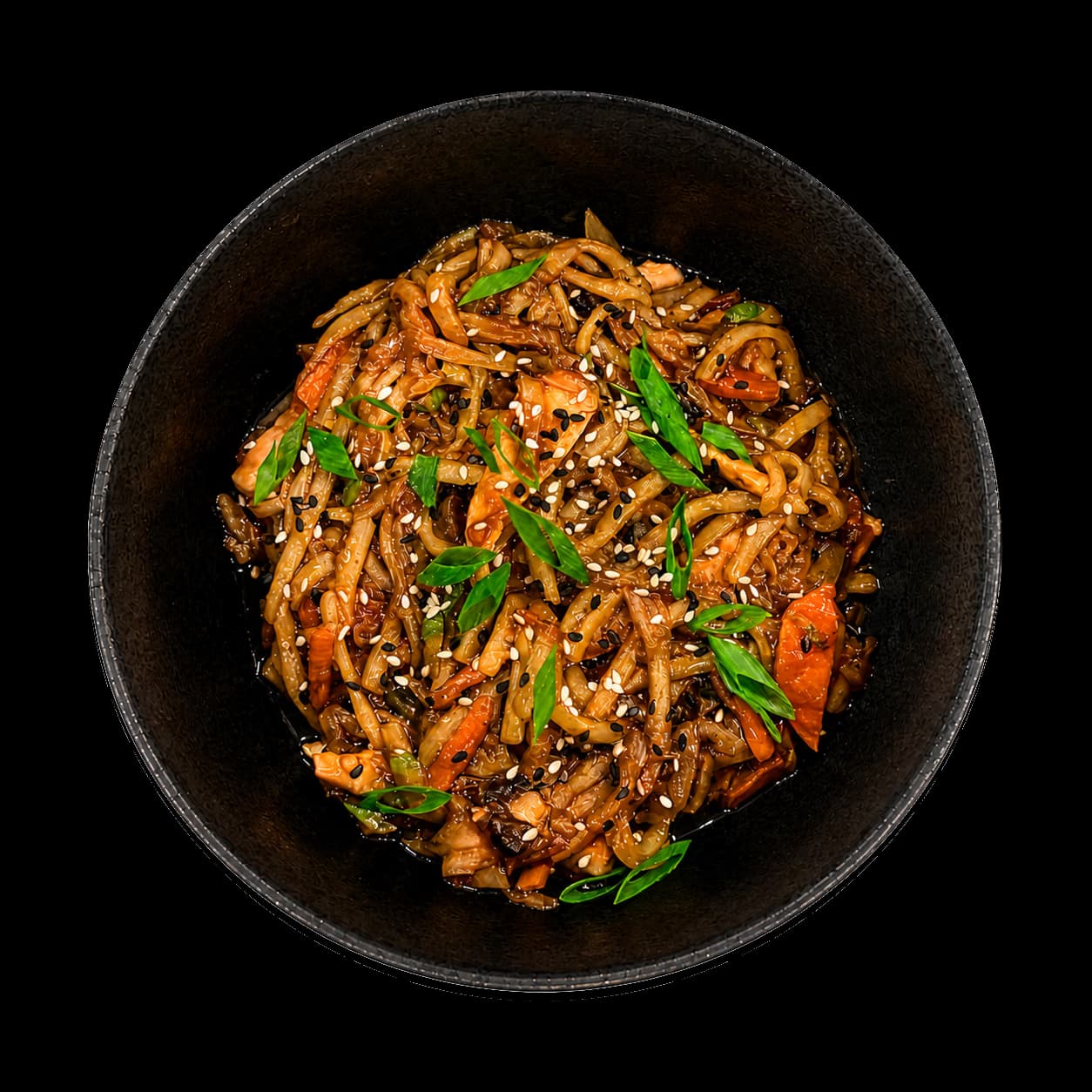 Wok с лососем и овощами